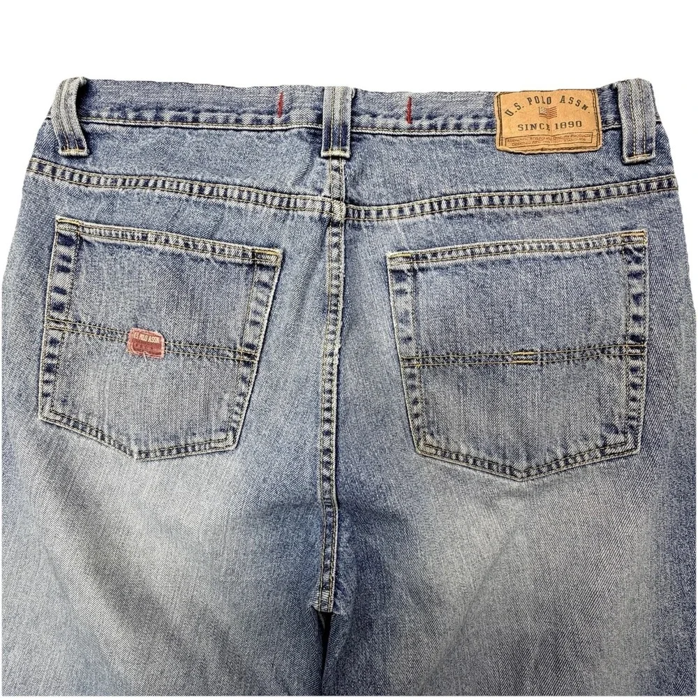 U.S. Polo Assn Jeans Mens 36x28 Blue Denim Relaxed Straight Leg Vintage Wash